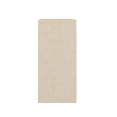 Meuble de salle de bains beige texturé avec façade simple et vasque intégrée, design minimaliste