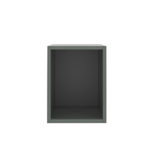 Cube de rangement mural gris foncé pour salle de bains, compartiment ouvert