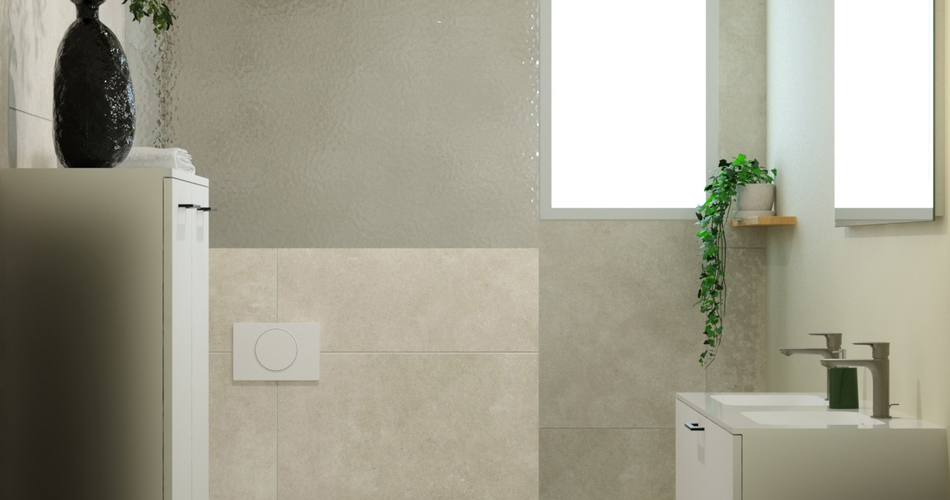 Petite salle de bain de 200 × 280 cm avec douche à l’italienne de style naturel